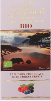 "Ameri" Шоколад БИО DARK  57 % с лесными ягодами 100гр